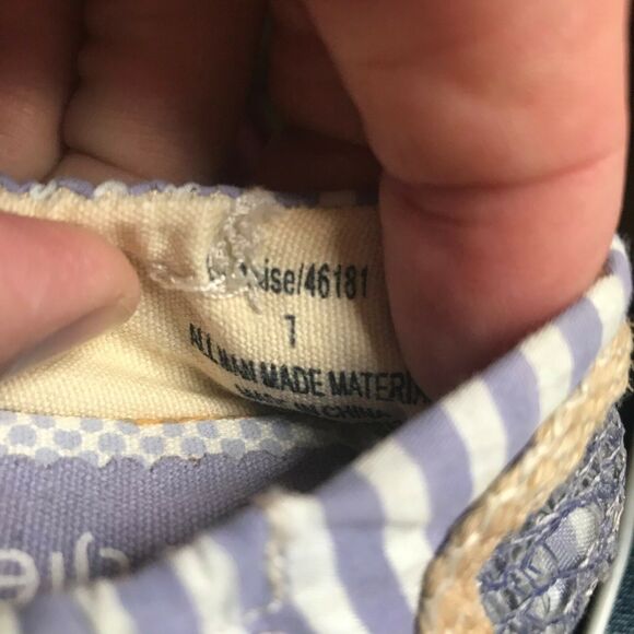 naartjie Girls Shoes Size 7 Lil Anise Peep Toe Flats Lavender Stripe Flower NEW - Picture 4 of 7